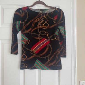 Ralph Lauren Chain Print Three Quarters Sweater